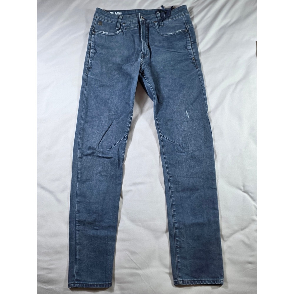 G-Star Raw D-Staq 3D Slim Jeans Men 30x30 Distressed Multi-Pocket Stretch Denim